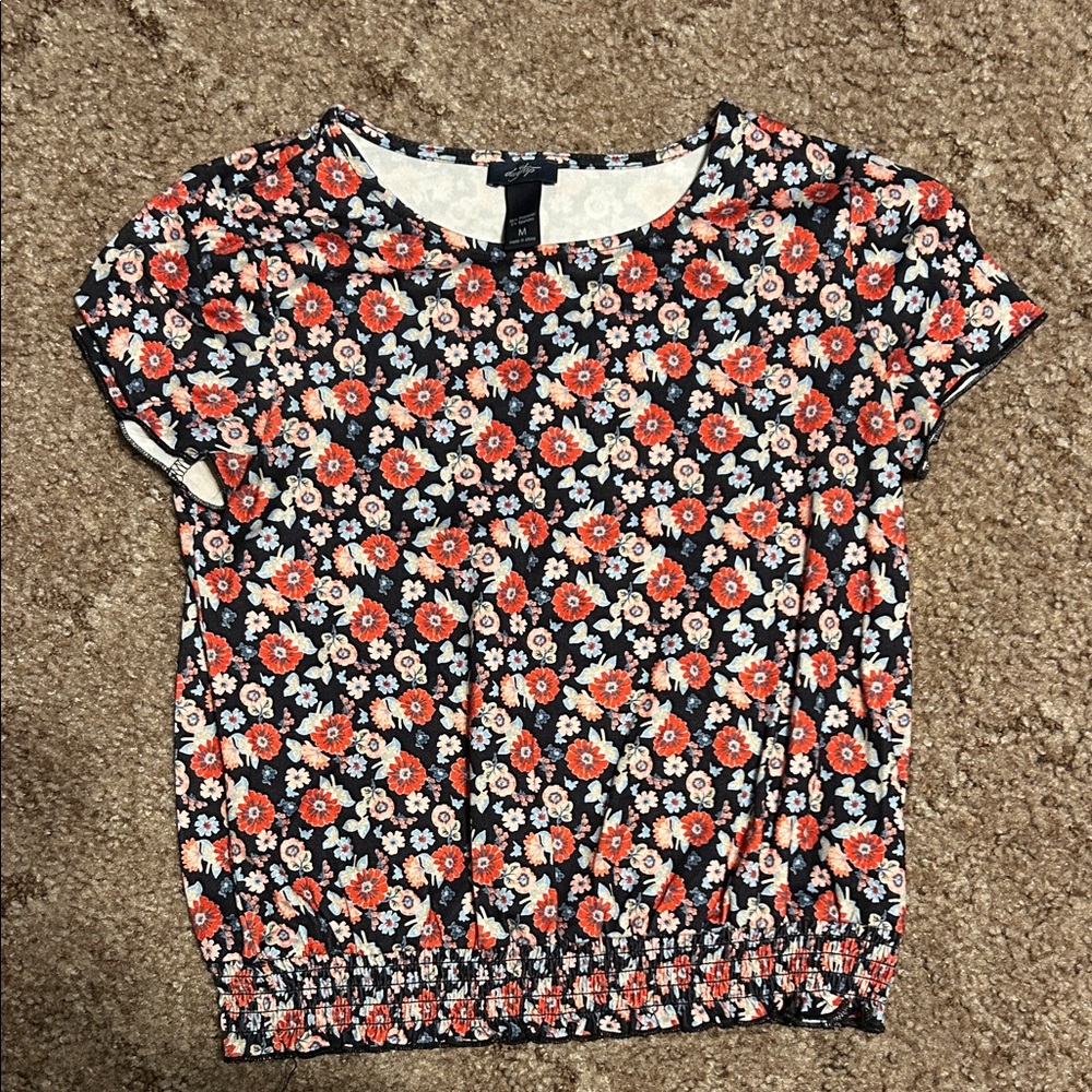 Daytrip Floral Print Kids Tank Top - Red and White